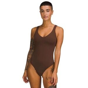 NWT Lululemon Align Bodysuit in Java Size 4 Nulu Fabric Snap Bottom